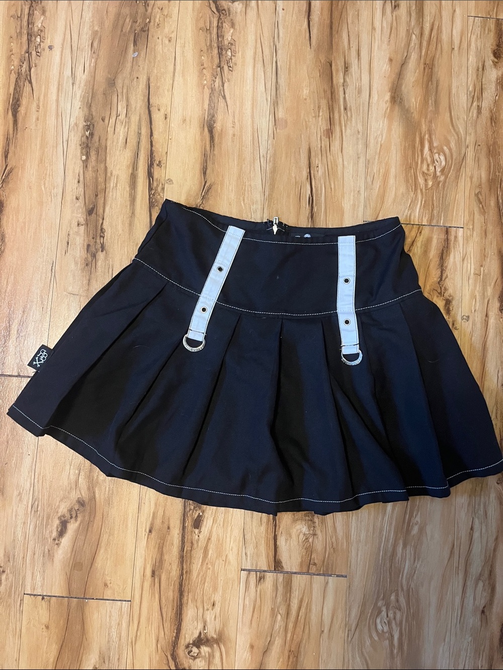 Royal Bones Black Circle Skirt with Light Gray Strap Details